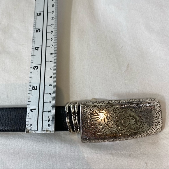 Patricia Green Details Black Belt Silver Buckle Women's Large Genuine Leather - Picture 6 of 8